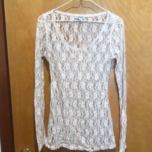 Express cream colored lace long sleeve S/P